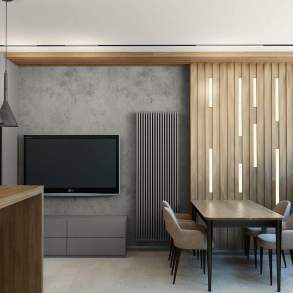 Loft Beton Дизайн-проект и реализацияОформление стен в квартире в горо